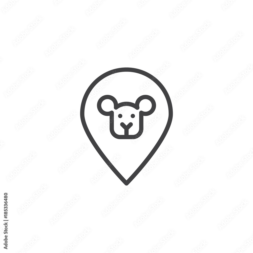 Map pin pointer animal zoo line icon, outline vector sign, linear style  pictogram isolated on white. Symbol, logo illustration. Editable stroke  Stock Vector | Adobe Stock
