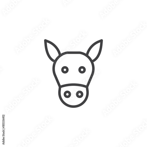 Donkey head line icon, outline vector sign, linear style pictogram isolated on white. Symbol, logo illustration. Editable stroke