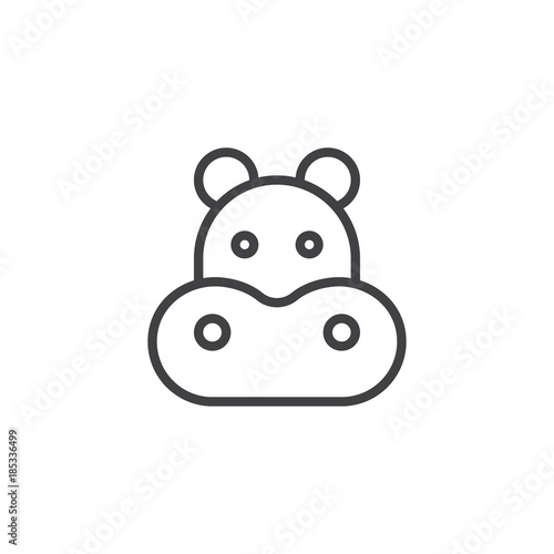 Hippopotamus head line icon, outline vector sign, linear style pictogram isolated on white. Behemoth face symbol, logo illustration. Editable stroke