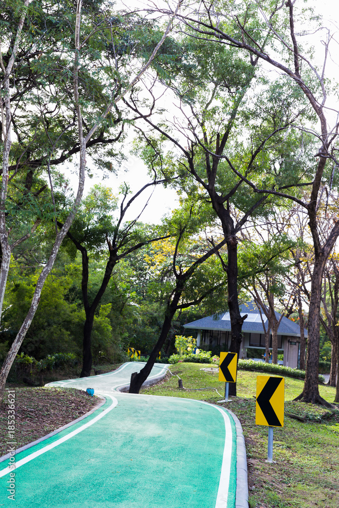 Road pathway in the park for relaxing walking jogging or running and exercise
