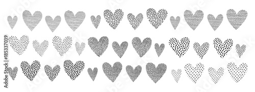 Hearts Shapes with Hand Drawn Texture