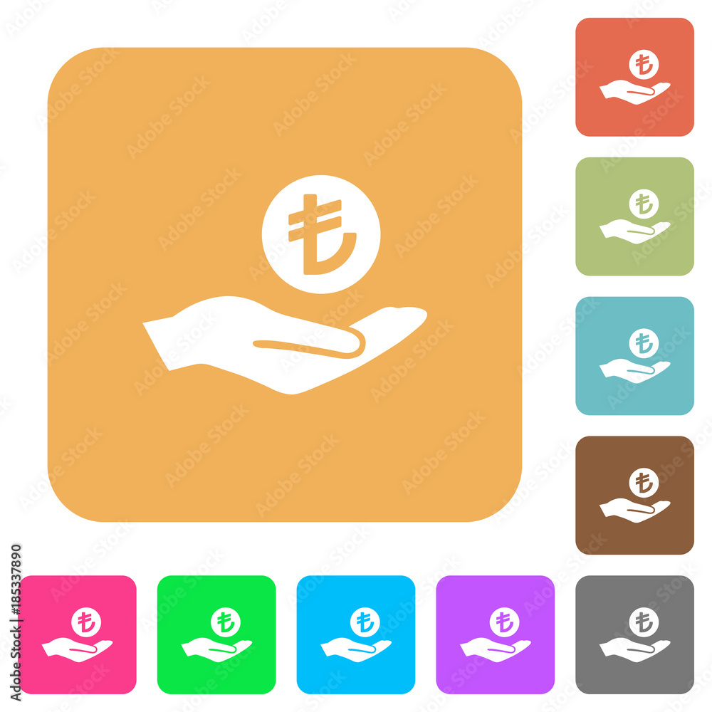 Turkish Lira earnings rounded square flat icons Turkish Lira earnings rounded square flat icons
