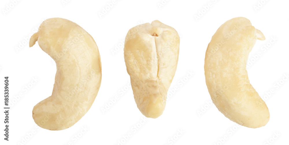 cashew nuts isolated on white background. top view. Flat lay. Set or collection cashew nuts isolated on white background. top view. Flat lay. Set or collection