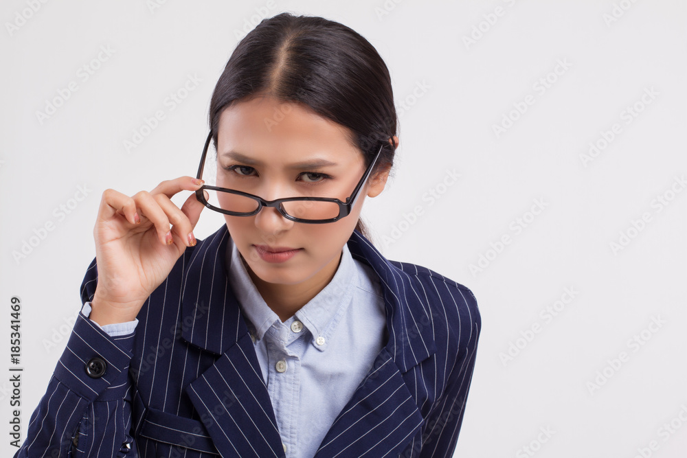 angry upset business woman boss looking at you angry upset business woman boss looking at you