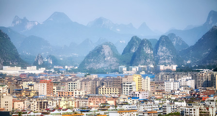 Leinwandbilder Guilin Luftaufnahme der Stadt Guilin  © MaciejBledowski