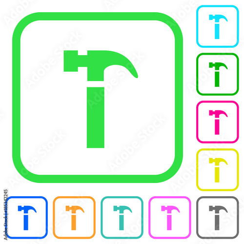 Single hammer vivid colored flat icons icons