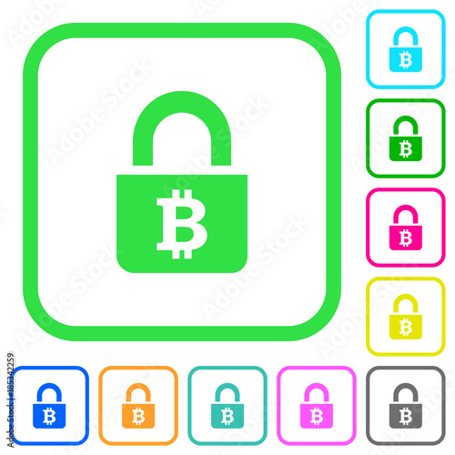 Locked Bitcoins vivid colored flat icons icons