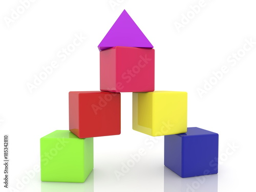 Construction of toy cubes with roof