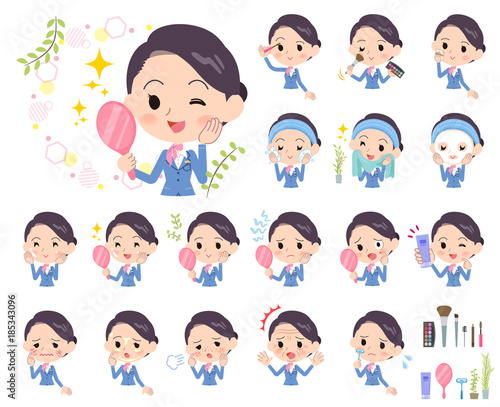 Cabin attendant blue women_beauty