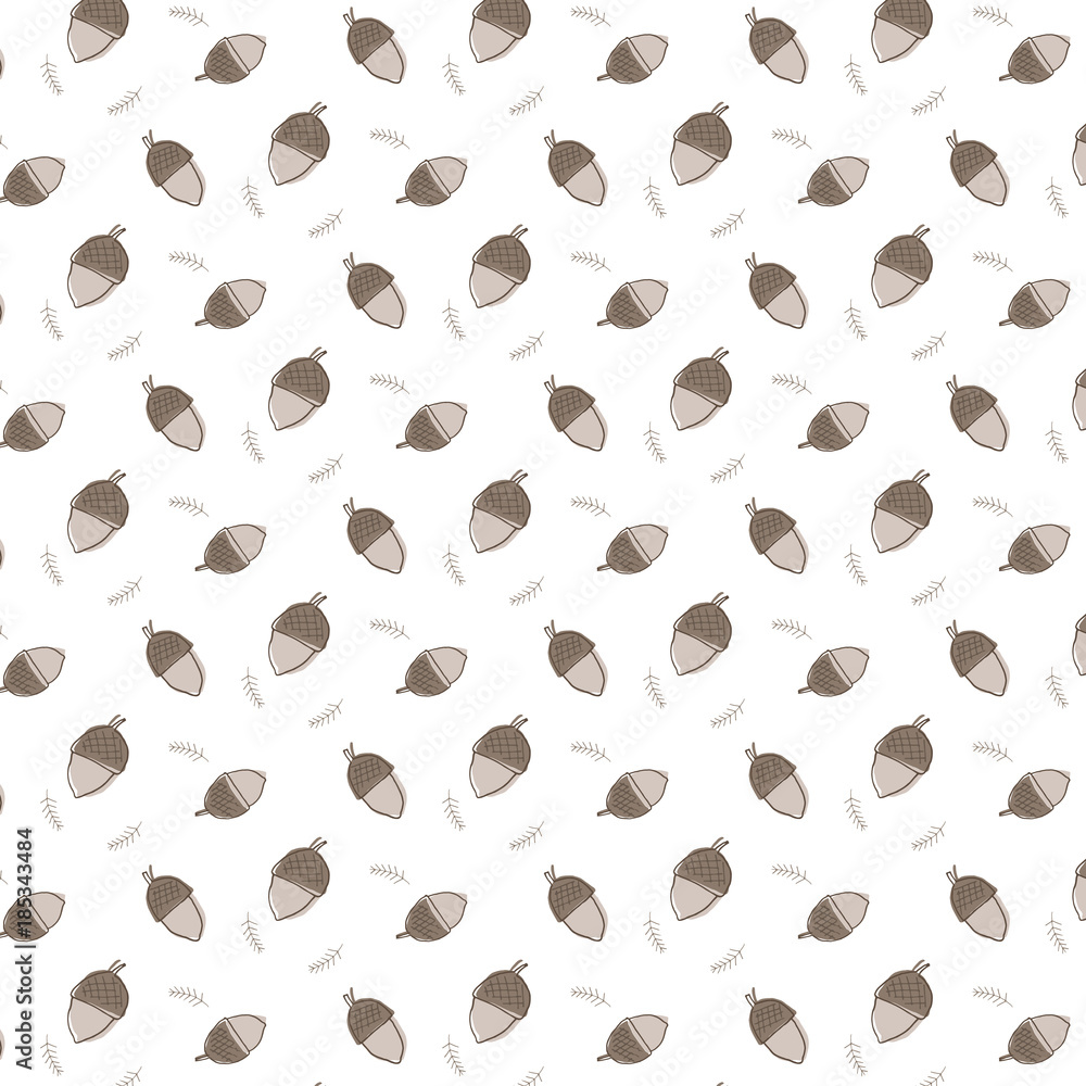 Branches and acorns background, hand drawn acorn. Sweet doodles Branches and acorns background, hand drawn acorn. Sweet doodles