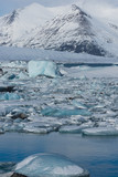 blue icebergs on glacial lagoon iceland
