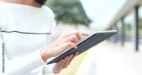 Wallpaper Mural Woman holding with tablet computer Torontodigital.ca