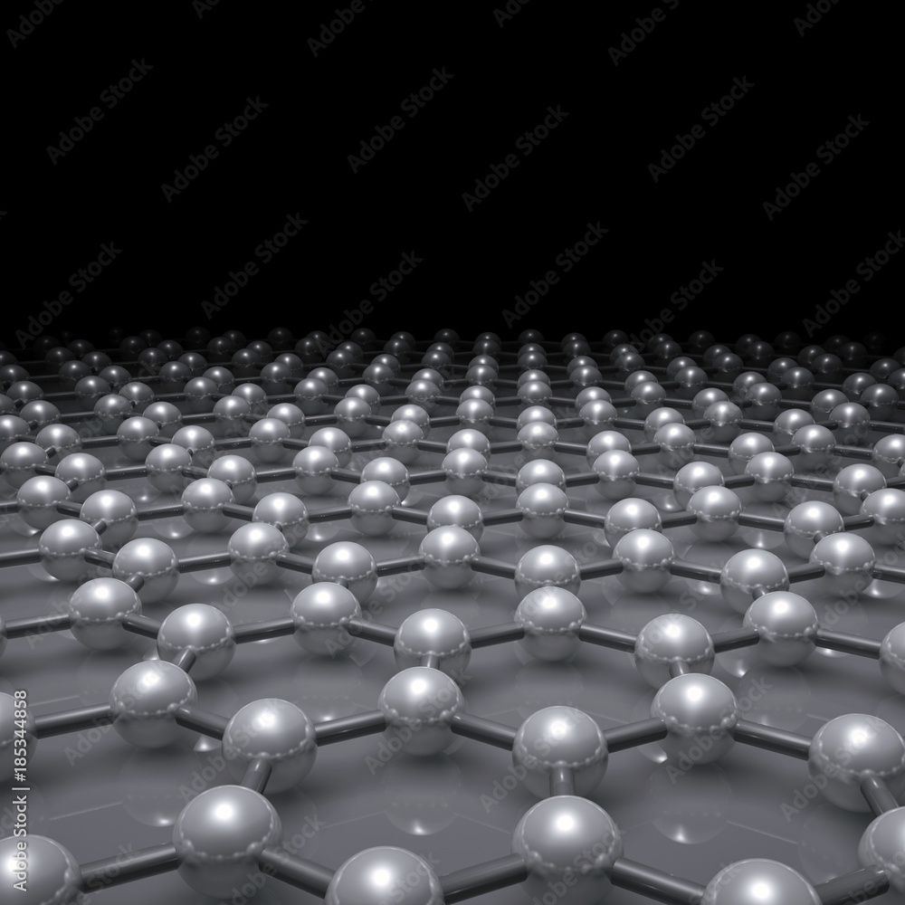 Graphene layer, 3 d schematic molecular model Graphene layer, 3 d schematic molecular model