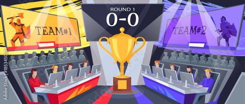 Cybersport Team Competition Vector Illustration