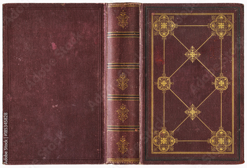 Old open book cover - circa 1889 - isolated on white - perfect in detail - XL size
