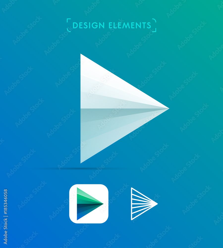 Vector abstract navigation arrow map logo elements. Origami, material design, flat, line style. Travel icon set Vector abstract navigation arrow map logo elements. Origami, material design, flat, line style. Travel icon set