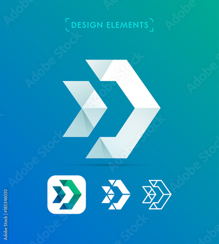 Free Download Vector abstract arrow design elements. Origami paper, material and line art logo template. App icon - GFXLoad