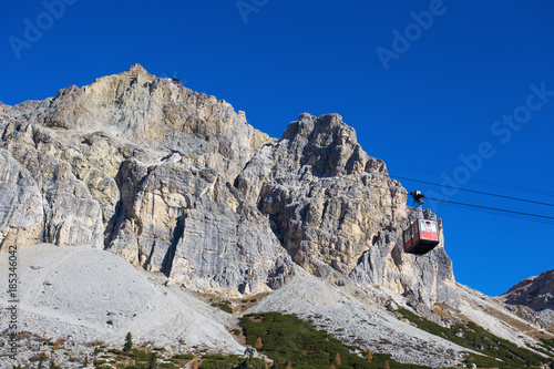 Cable car to the Lagazuoi, from Falzarego pass, Dolomites, Italy