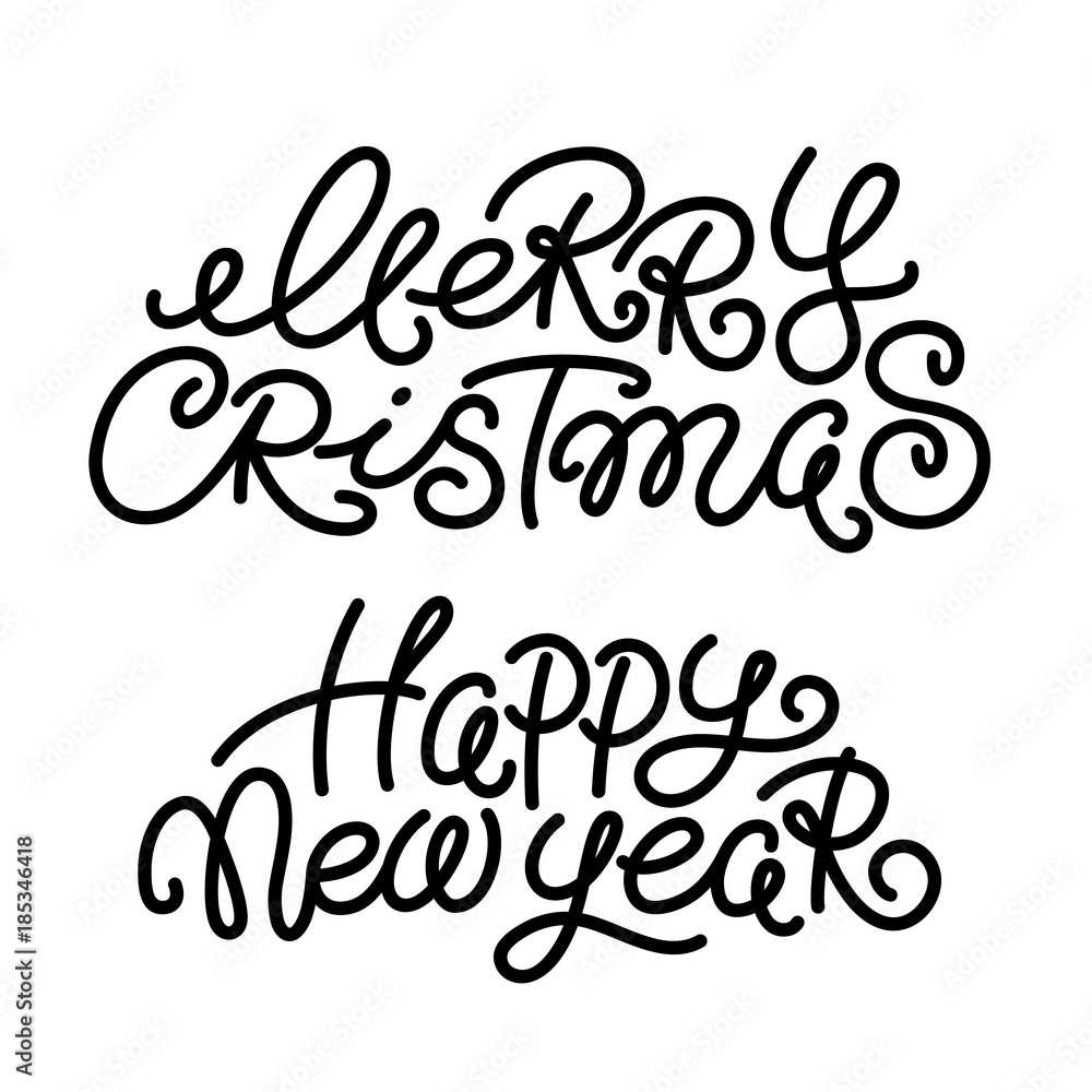 Merry Christmas and Happy New Year greeting text