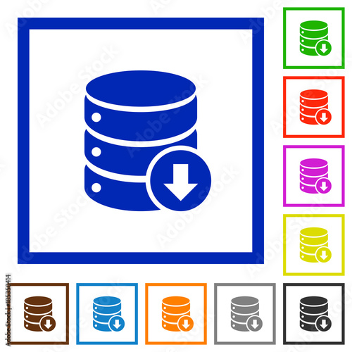 Database down flat framed icons