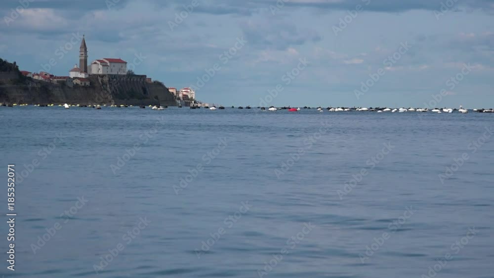Piran, medieval town on Adriatic sea coast in Slovenia is popular touristic destination during summer holiday season Piran, medieval town on Adriatic sea coast in Slovenia is popular touristic destination during summer holiday season
