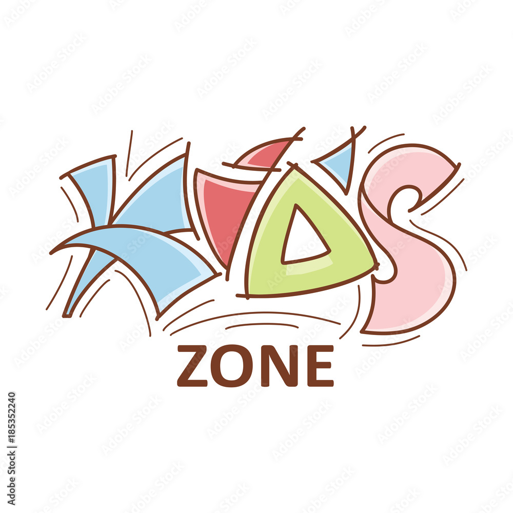Kid zone logo, logotype, emblem lettering design, vector illustration