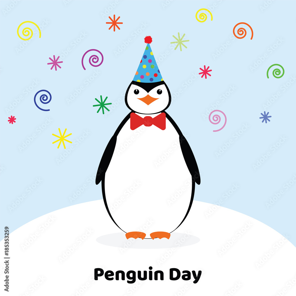 World penguin day. Penguin in a festive hat World penguin day. Penguin in a festive hat