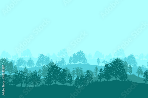 Forest trees silhouettes background