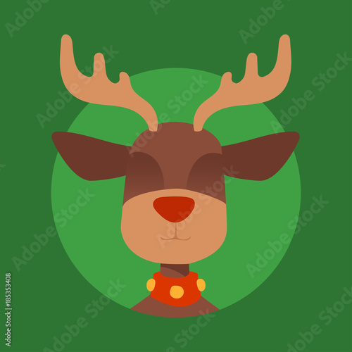 Christmas vector reindeer character New Year illustration deer animal for Santa Claus