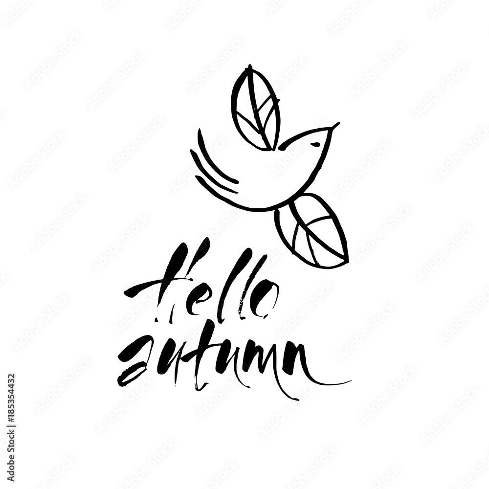hell autumn bird lettering hell autumn bird lettering