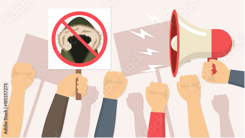 Demonstration gegen Pelz Flat Design