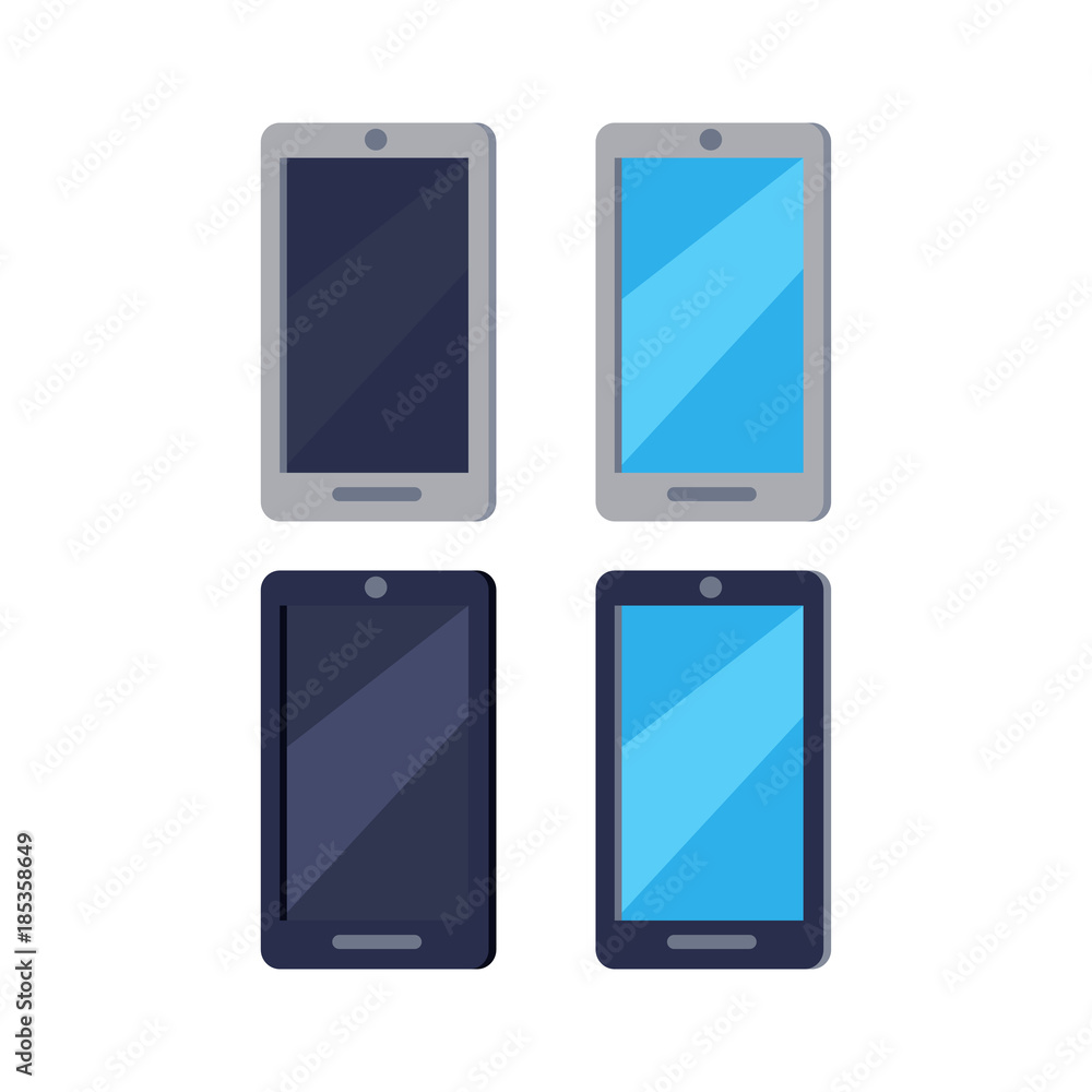 Modern Cellphones Flat Vector Icons Set Modern Cellphones Flat Vector Icons Set