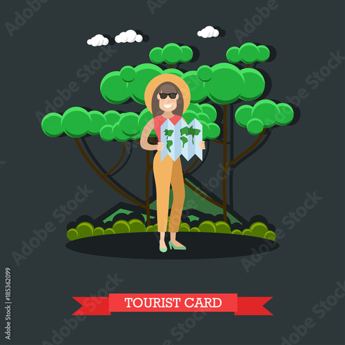 Tourist card concept vector illustration in flat style