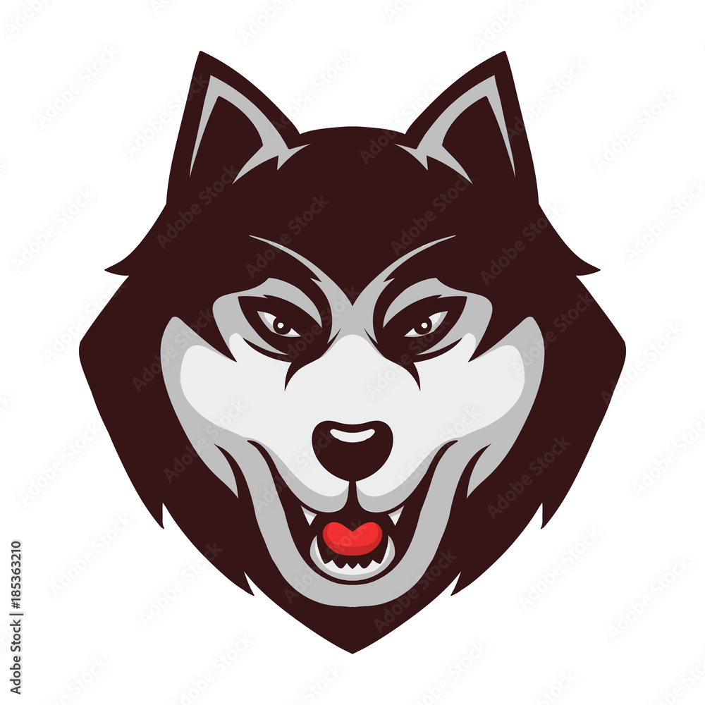 Fototapeta Husky Wolf Dog Mascot Illustration Logo Vector