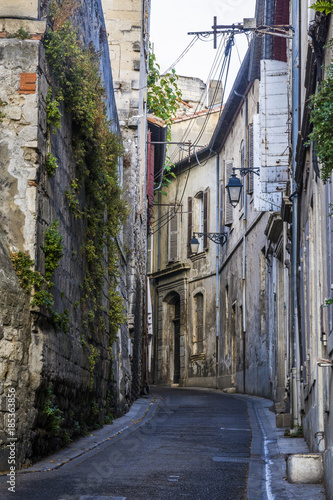 Narrow street in the old town of Arles