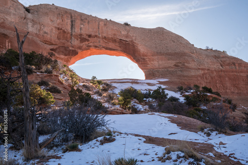 Wilson’s arch Utah in snow photo
