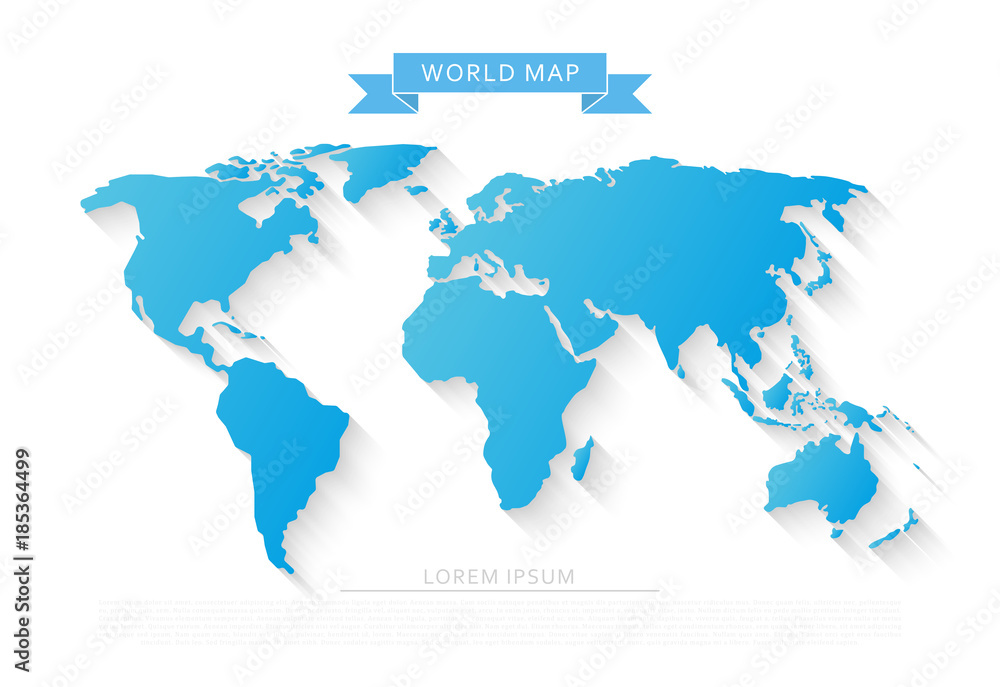 World map with long shadow