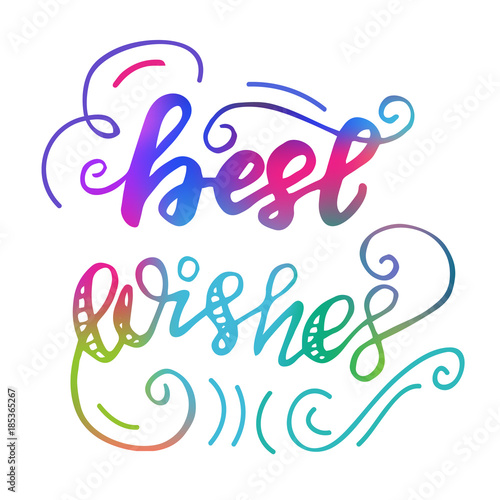 Greeting card design with lettering Best wishes. Vector illustration.