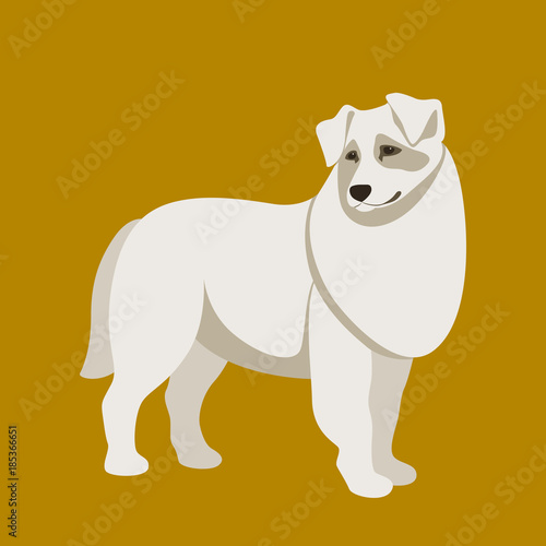 dog white  vector illustration flat style  profile