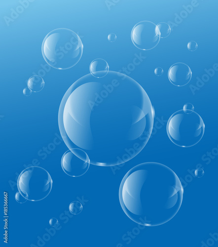 Soap or Water bubbles Drop Underwater on Light Blue background .vector design element EPS10 illustration