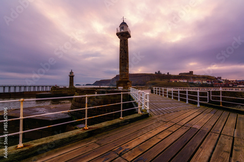 Whitby West Pier Light in Yorkshire