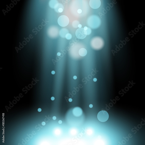Vector spotlight. light effect with sparks, aqua color