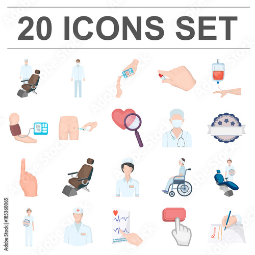 Medicine and treatment cartoon icons in set collection for design.Hospital and equipment vector symbol stock web illustration.