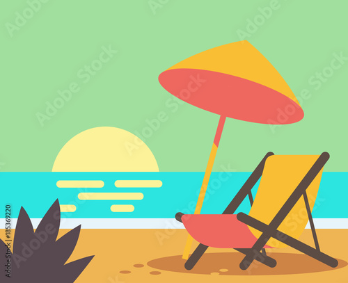 Wooden beach chair on beach.