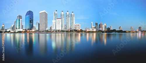 Pannorama of Public park in downtown of Bangkok photo