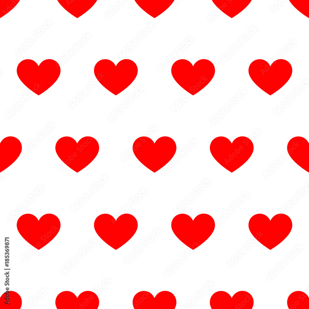 Seamless pattern from red heart on white background of vector illustrations