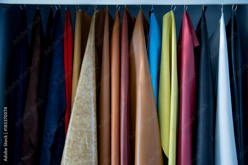 Variety of colorful leather samples