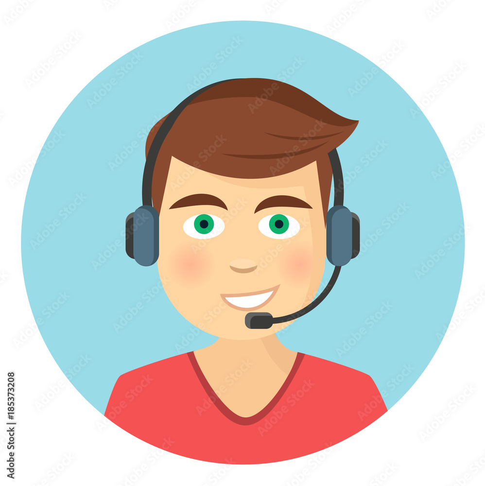 Callcenter Mann Flat Design Icon Callcenter Mann Flat Design Icon