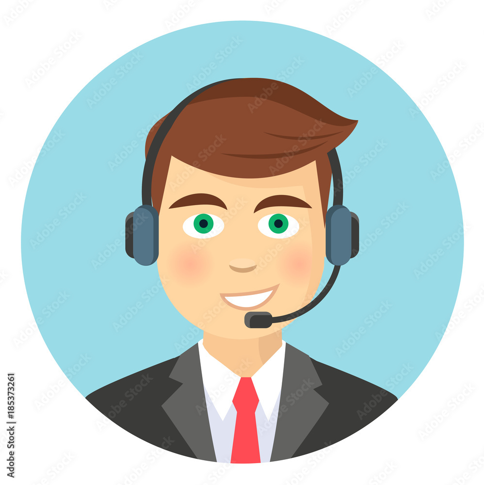 Callcenter Mann Flat Design Icon Callcenter Mann Flat Design Icon