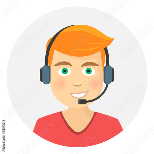 Callcenter Mann Flat Design Icon